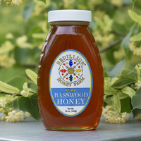 Basswood honey in a 8 oz. container
