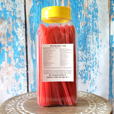 Pink lemonade honey stick container