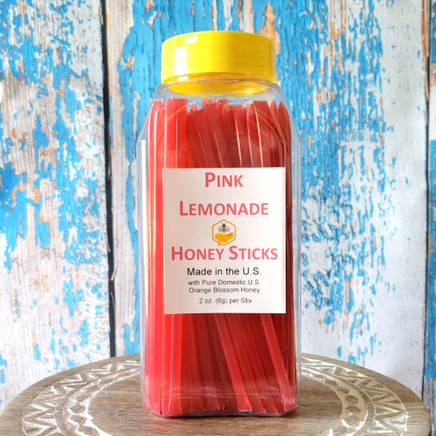 Pink lemonade honey stick container