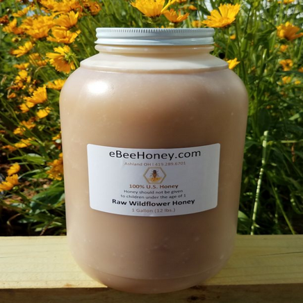 Gallon of Crystallized Raw Wildflower Honey 